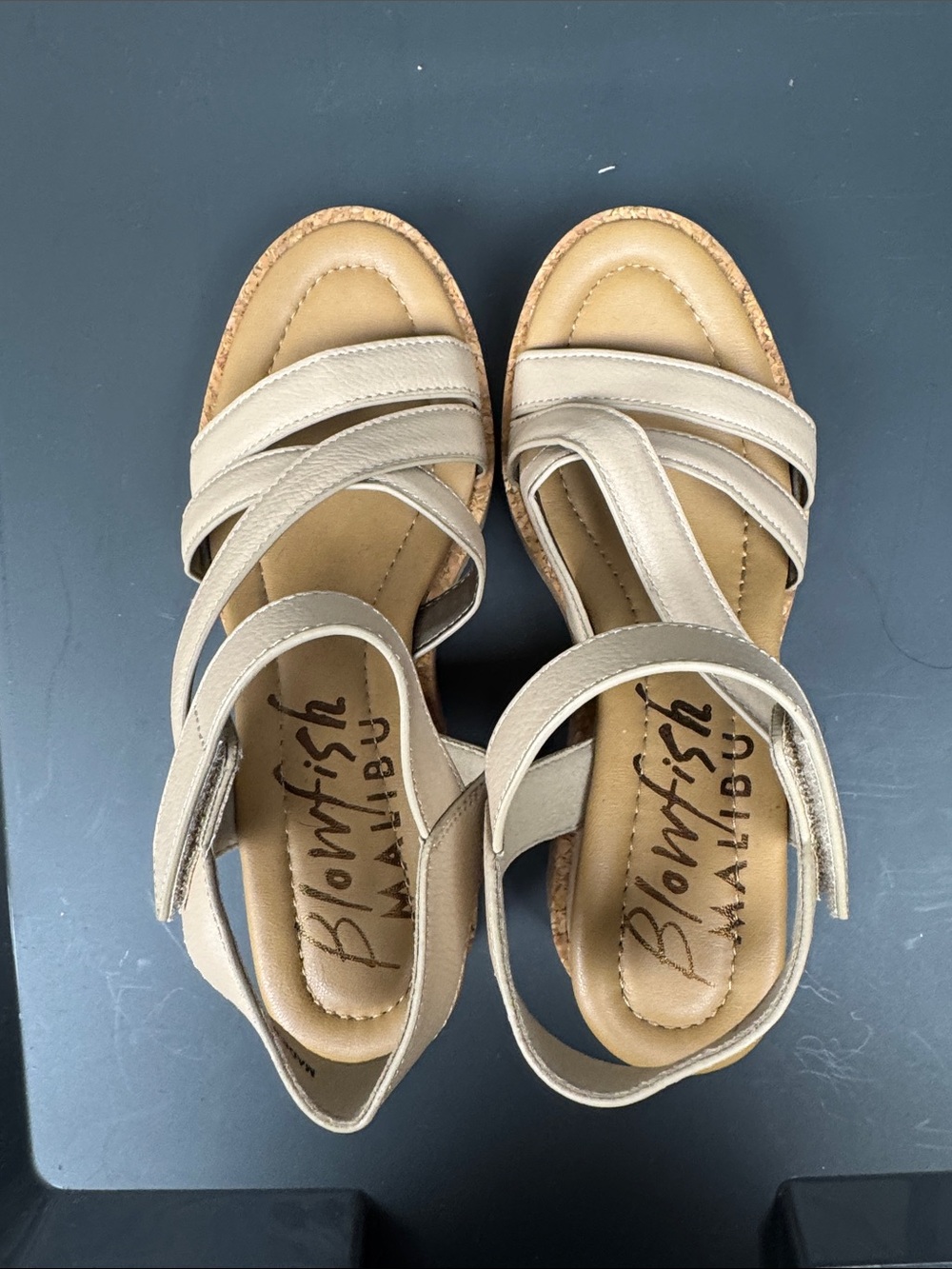 Blowfish Beige Strappy Wedge Sandals